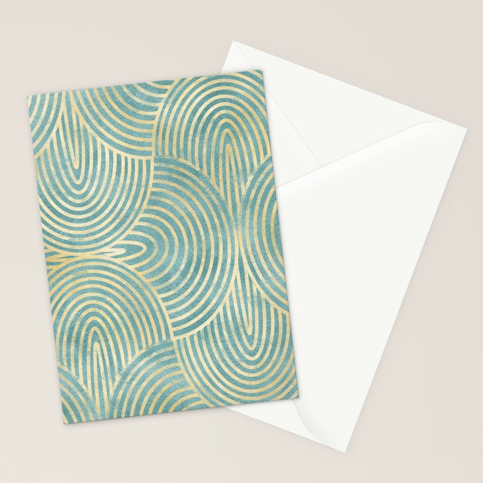 Art Deco Mint Green & Gold Pattern Stationery Card Gallery Image 2