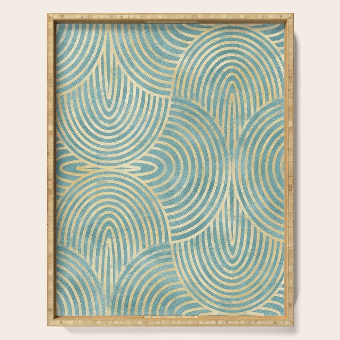 Art Deco Mint Green & Gold Pattern Serving Tray Gallery Image 1