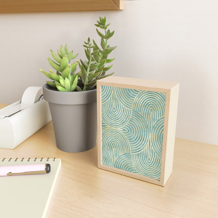 Art Deco Mint Green & Gold Pattern Mini Art Print Gallery Image 2