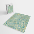 Art Deco Mint Green & Gold Pattern Jigsaw Puzzle Gallery Image 2