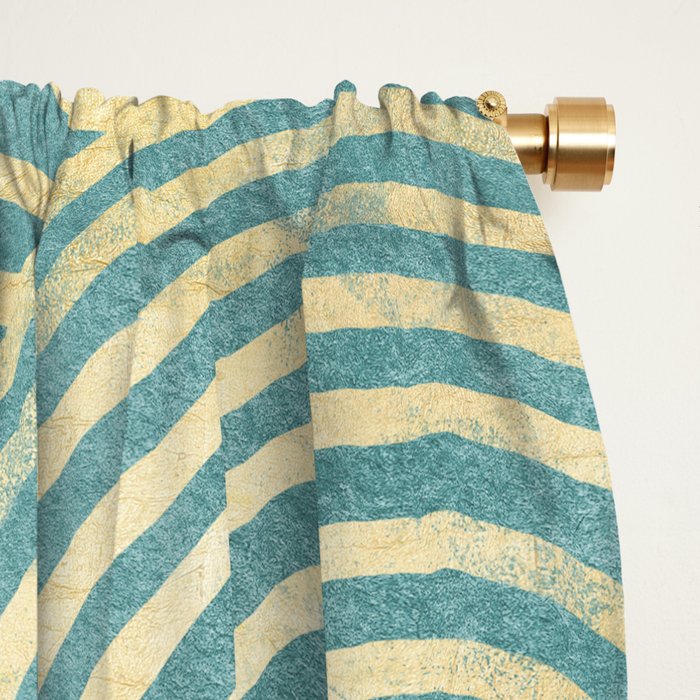 Art Deco Mint Green & Gold Pattern Window Curtain Gallery Image 2