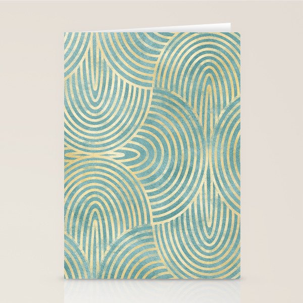 Art Deco Mint Green & Gold Pattern Stationery Card Gallery Image 2