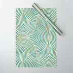 Art Deco Mint Green & Gold Pattern Wrapping Paper Gallery Image 1
