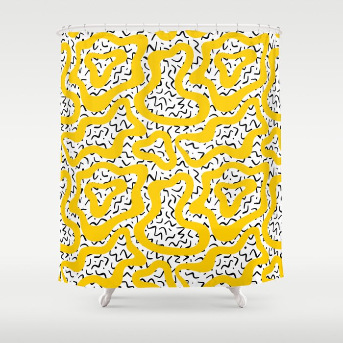 Wavy retro psychedelic pattern Shower Curtain Gallery Image 1