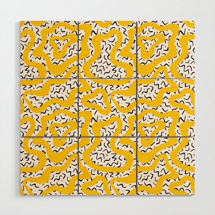 Wavy retro psychedelic pattern Wood Wall Art Gallery Image 1