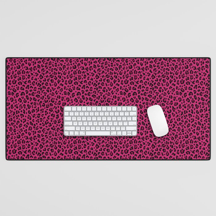 PINK LEOPARD PRINT â Hot Pink | Collection : Punk Rock Animal Prints | Desk Mat Gallery Image 1