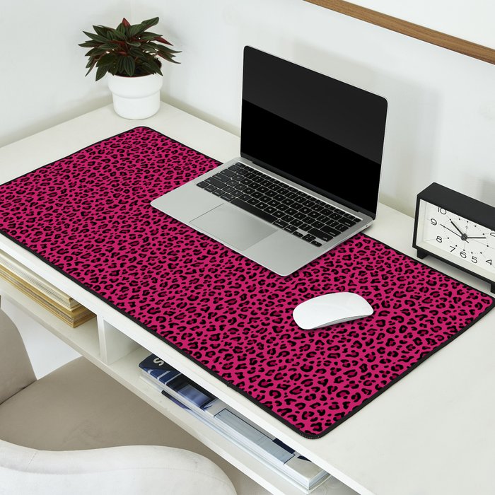 PINK LEOPARD PRINT â Hot Pink | Collection : Punk Rock Animal Prints | Desk Mat Gallery Image 2