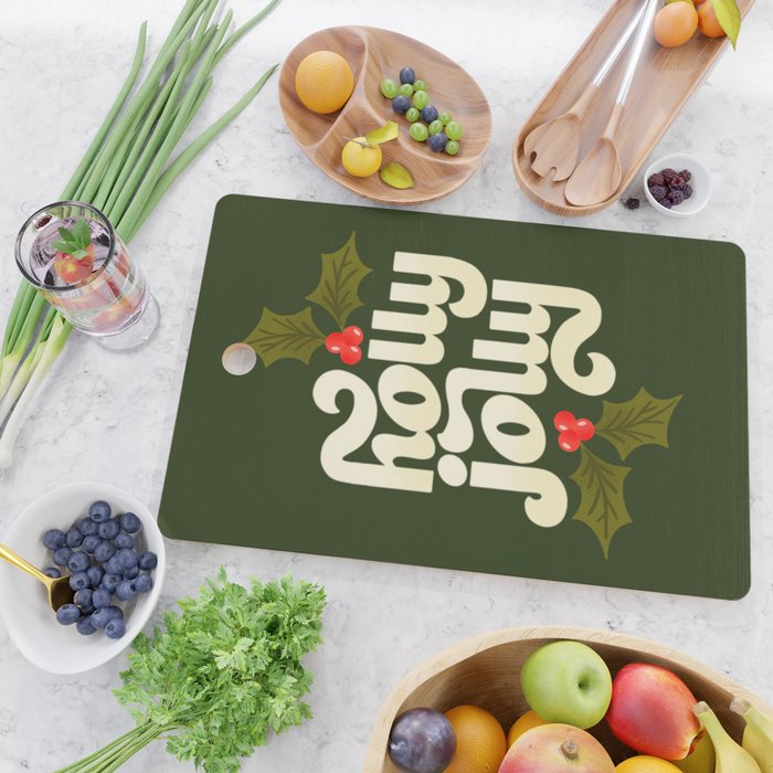 Holly Jolly Lettering Cutting Board Gallery Image 2