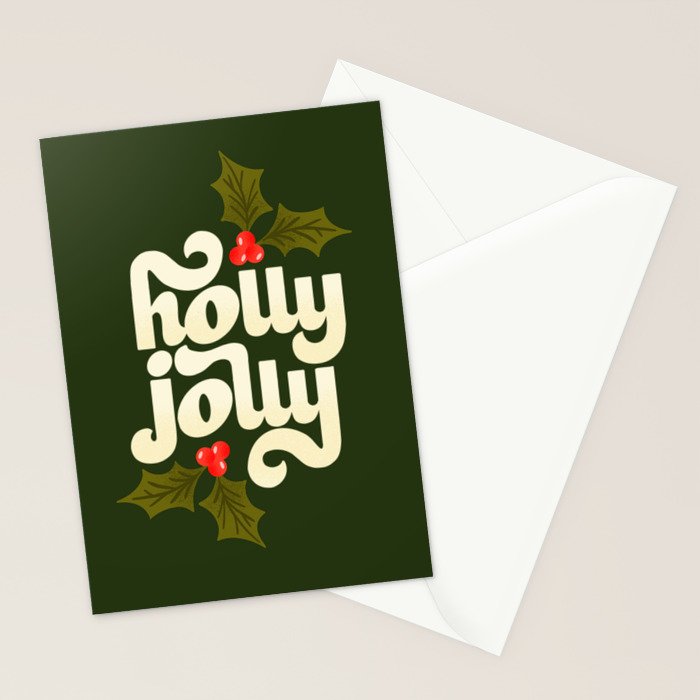 Holly Jolly Lettering Stationery Card Gallery Image 2