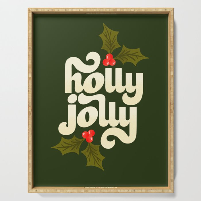 Holly Jolly Lettering Serving Tray Gallery Image 1