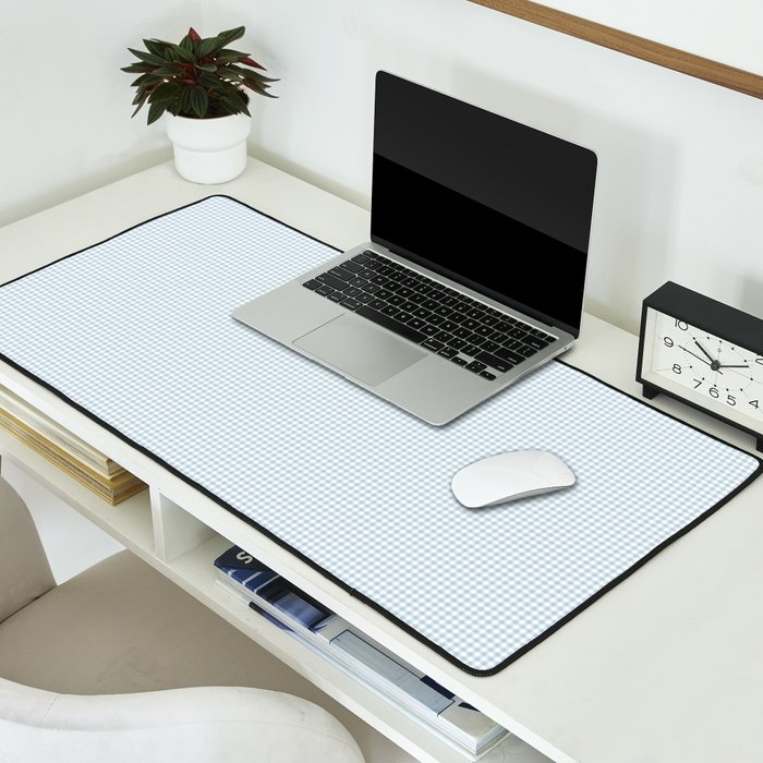 Baby Blue Gingham Check Desk Mat Gallery Image 2