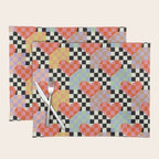 Retro love heart checkered pattern Placemat Gallery Image 1