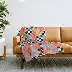Retro love heart checkered pattern Throw Blanket Gallery Image 1