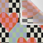 Retro love heart checkered pattern Wall Tapestry Gallery Image 3