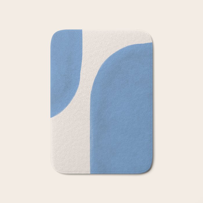 Painted Shapes - Blue Minimalist Bath Mat Gallery Image 1