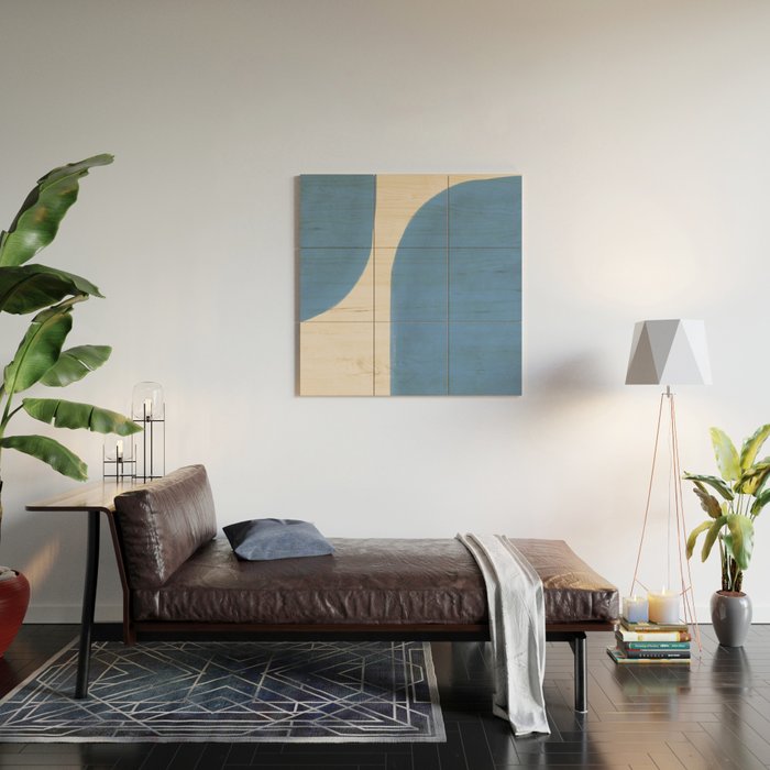 Painted Shapes - Blue Minimalist Wood Wall Art Gallery Image 2