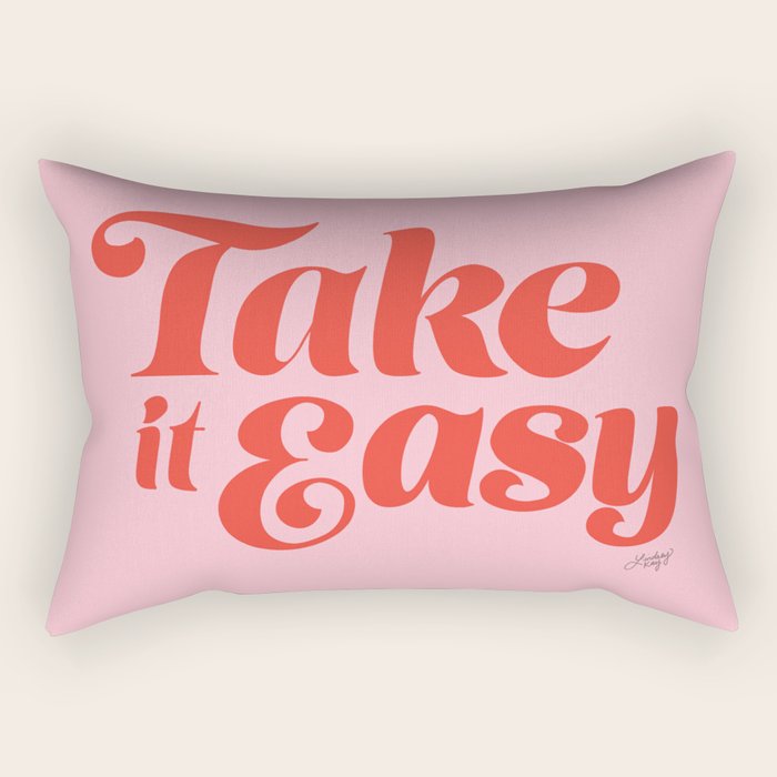Take it Easy (Red/Pink Palette) Rectangular Pillow Gallery Image 2