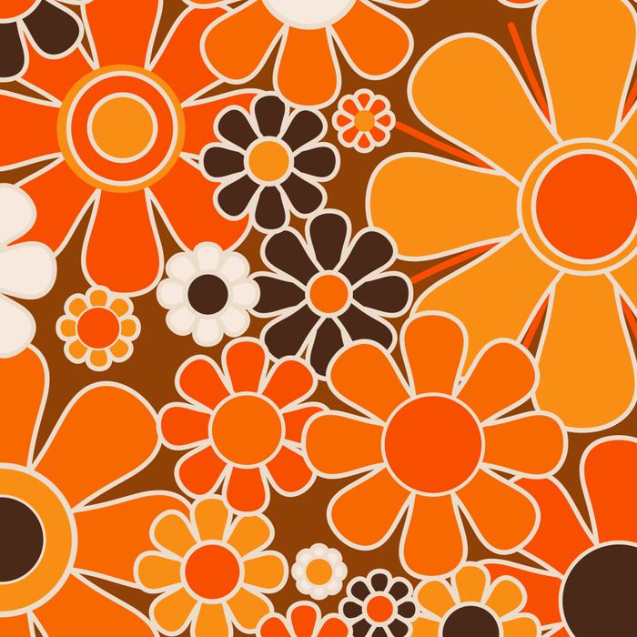 Retro Garden Flowers Groovy Floral Cheerful 60s 70s Pattern in 1970s Orange Brown Cream Beige Coffee Mug Gallery Image 2