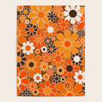 Retro Garden Flowers Groovy Floral Cheerful 60s 70s Pattern in 1970s Orange Brown Cream Beige Poster Gallery Image 4