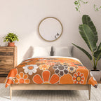 Retro Garden Flowers Groovy Floral Cheerful 60s 70s Pattern in 1970s Orange Brown Cream Beige Comforter Gallery Image 3