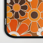 Retro Garden Flowers Groovy Floral Cheerful 60s 70s Pattern in 1970s Orange Brown Cream Beige Laptop Sleeve Gallery Image 3