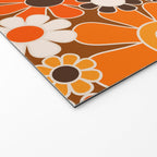 Retro Garden Flowers Groovy Floral Cheerful 60s 70s Pattern in 1970s Orange Brown Cream Beige Welcome Mat Gallery Image 2
