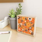 Retro Garden Flowers Groovy Floral Cheerful 60s 70s Pattern in 1970s Orange Brown Cream Beige Mini Art Print Gallery Image 2