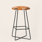 Retro Garden Flowers Groovy Floral Cheerful 60s 70s Pattern in 1970s Orange Brown Cream Beige Stool Gallery Image 1