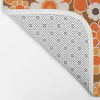 Retro Garden Flowers Groovy Floral Cheerful 60s 70s Pattern in 1970s Orange Brown Cream Beige Bath Mat Gallery Image 2