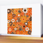 Retro Garden Flowers Groovy Floral Cheerful 60s 70s Pattern in 1970s Orange Brown Cream Beige Wall Mural Gallery Image 2