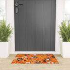 Retro Garden Flowers Groovy Floral Cheerful 60s 70s Pattern in 1970s Orange Brown Cream Beige Welcome Mat Gallery Image 3