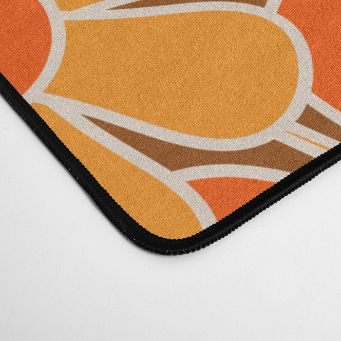 Retro Garden Flowers Groovy Floral Cheerful 60s 70s Pattern in 1970s Orange Brown Cream Beige Desk Mat Gallery Image 4