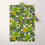 Modern Yellow & Green Floral Pattern Wrapping Paper Gallery Image 1