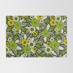 Modern Yellow & Green Floral Pattern Rug Gallery Image 2