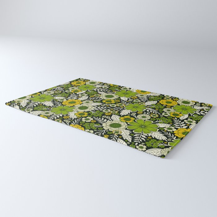 Modern Yellow & Green Floral Pattern Rug Gallery Image 3