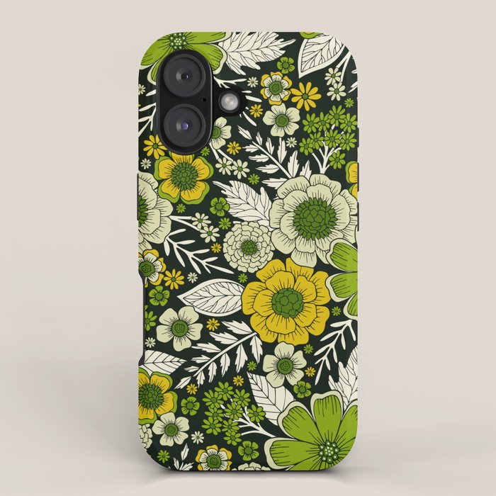 Modern Yellow & Green Floral Pattern iPhone Case Gallery Image 1