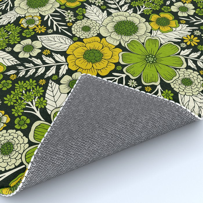 Modern Yellow & Green Floral Pattern Rug Gallery Image 4