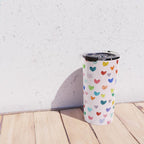 Confetti Hearts on Pink Travel Mug Gallery Image 4