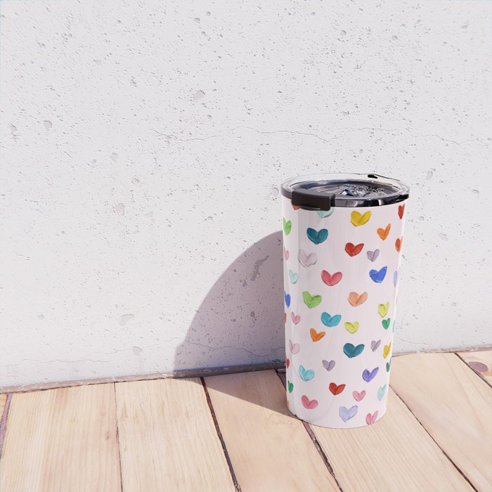 Confetti Hearts on Pink Travel Mug Gallery Image 4