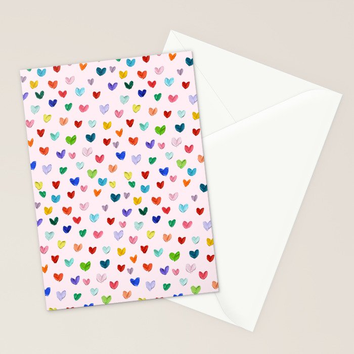 Confetti Hearts on Pink Stationery Card Gallery Image 2