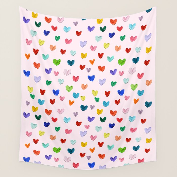 Confetti Hearts on Pink Wall Tapestry Gallery Image 4