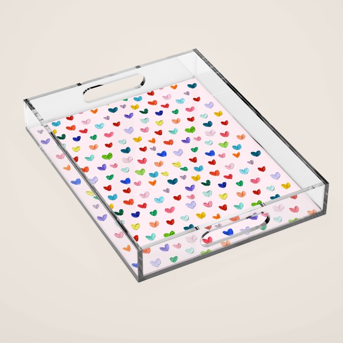 Confetti Hearts on Pink Acrylic Tray Gallery Image 1