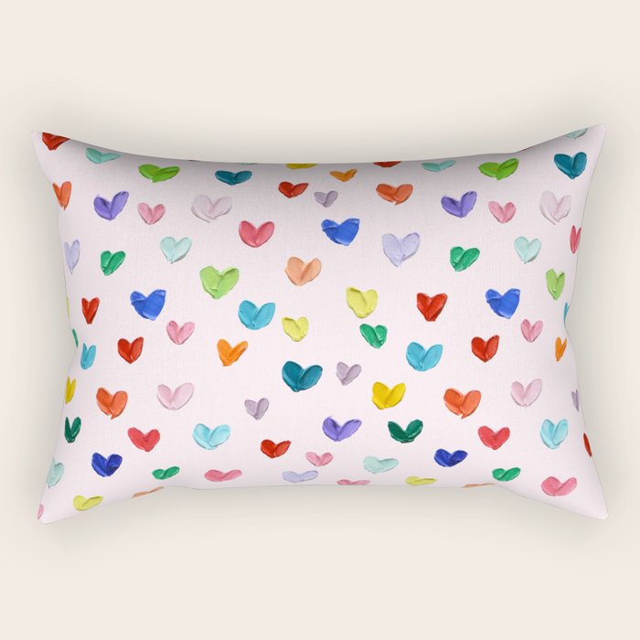 Confetti Hearts on Pink Rectangular Pillow Gallery Image 2