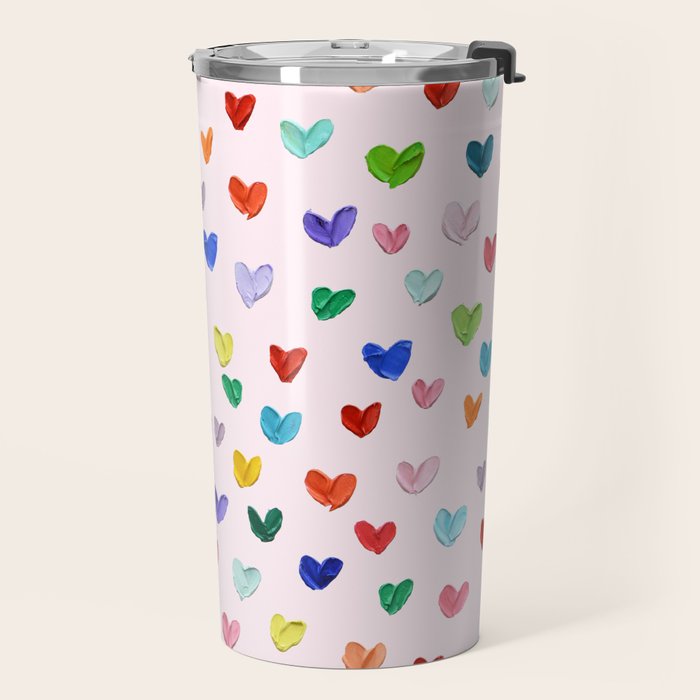 Confetti Hearts on Pink Travel Mug Gallery Image 2