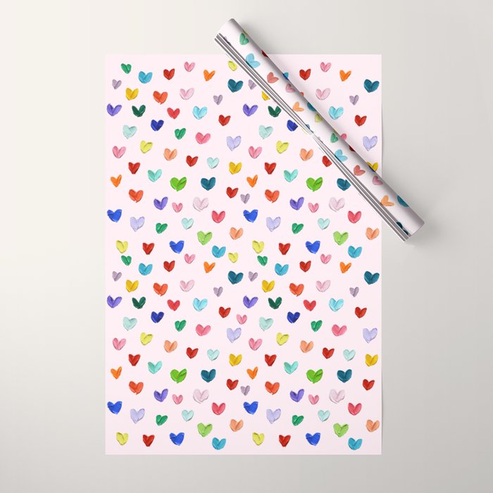 Confetti Hearts on Pink Wrapping Paper Gallery Image 1