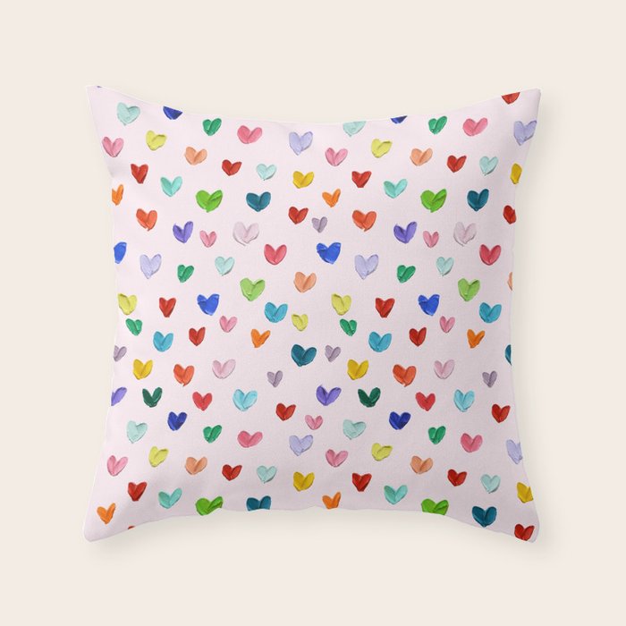 Confetti Hearts on Pink Throw Pillow Gallery Image 6