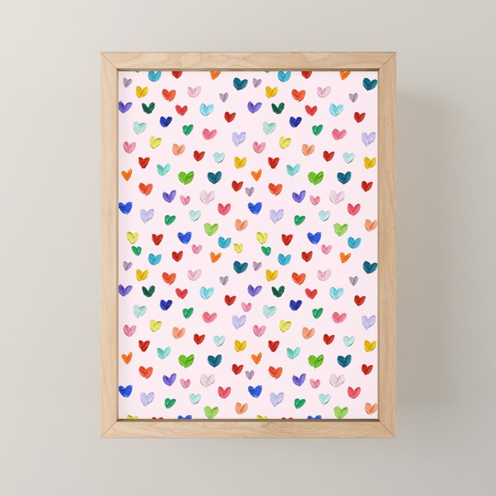 Confetti Hearts on Pink Mini Art Print Gallery Image 1