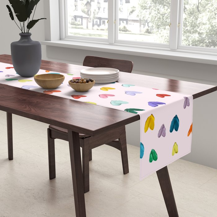 Confetti Hearts on Pink Table Runner Gallery Image 2