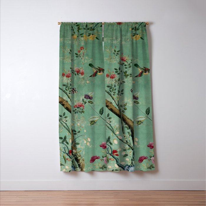 Antique 18th Century Blooming Camellia Garden Botanical Window Curtain Gallery Image 3