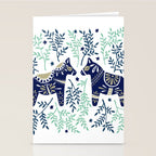 Swedish Dala Horse - Navy & Mint Palette Stationery Card Gallery Image 2